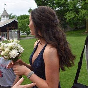 Gorgeous Navy lace prom dress!